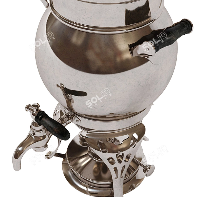 Vintage Nickel Plated Samovar 3D model image 3