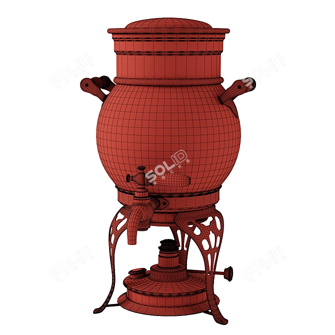 Vintage Nickel Plated Samovar 3D model image 4