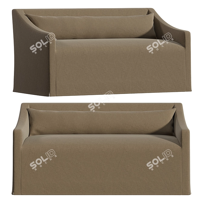 Plush Slipcover Banquette with Pillow 3D model image 1