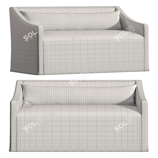 Plush Slipcover Banquette with Pillow 3D model image 2