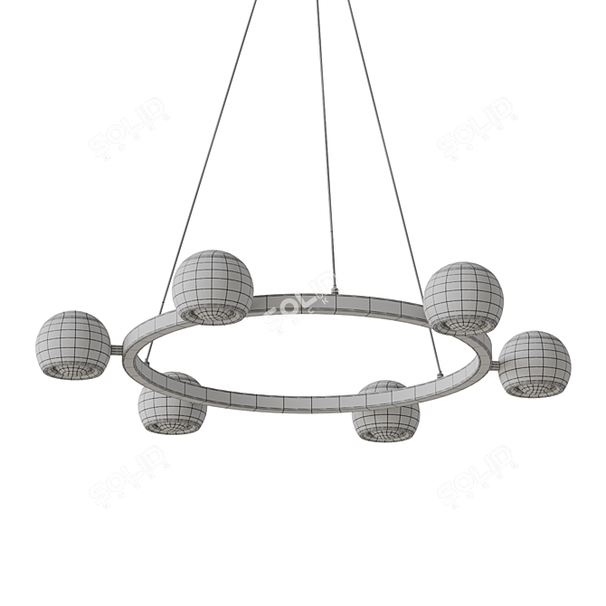 Metal and Wood Ball Pendant Light 3D model image 3