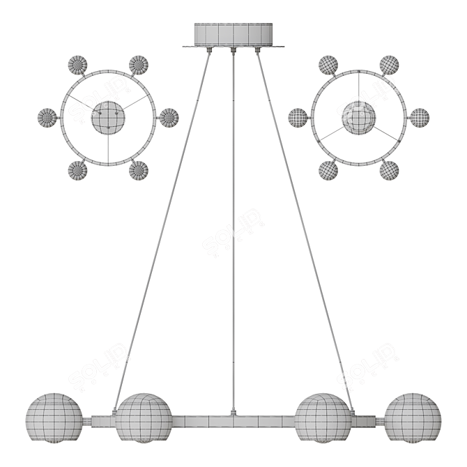 Metal and Wood Ball Pendant Light 3D model image 4