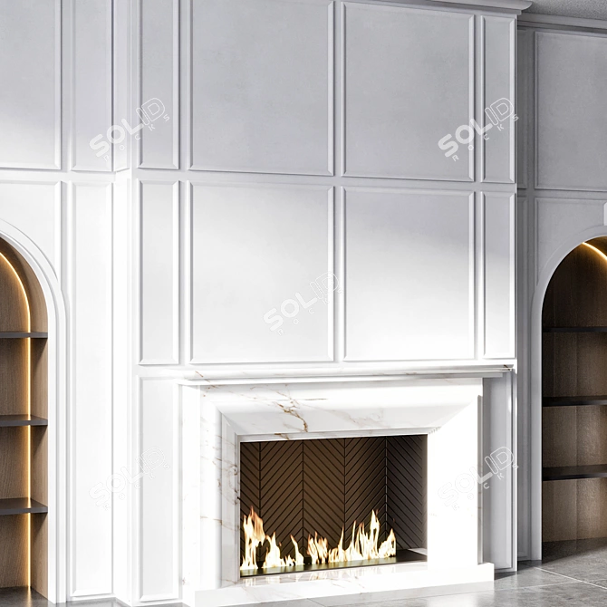 Modern Fireplace No14 3D model image 3