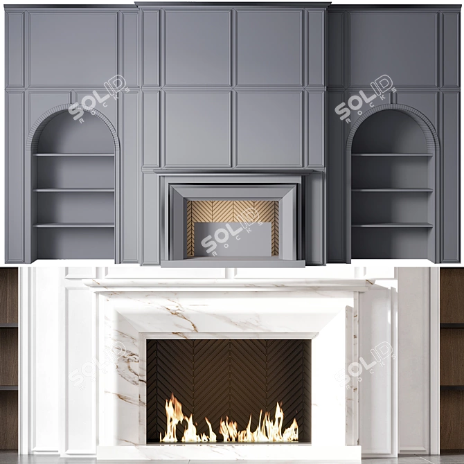 Modern Fireplace No14 3D model image 4