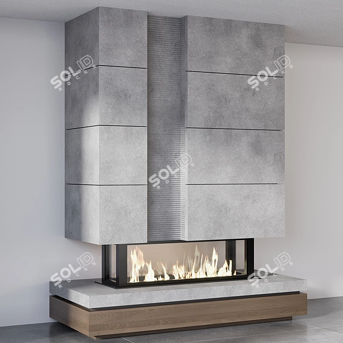 Modern Fireplace 3D Model 3D model image 1