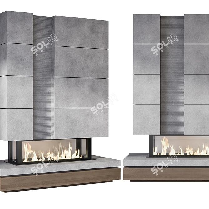 Modern Fireplace 3D Model 3D model image 4