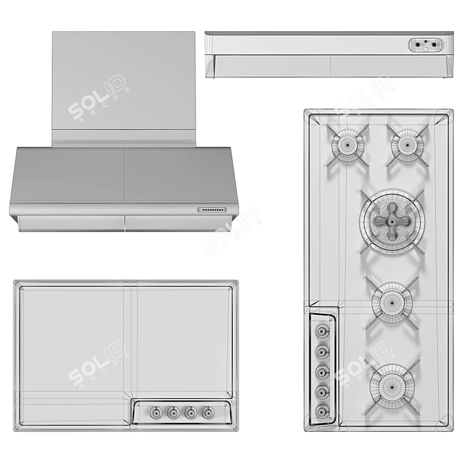 Alpesinox Modern Kitchen Appliance Set 3D model image 6