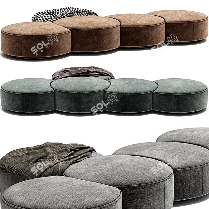 Elegant Fabric Sofa Bench Mussi 3D model image 1