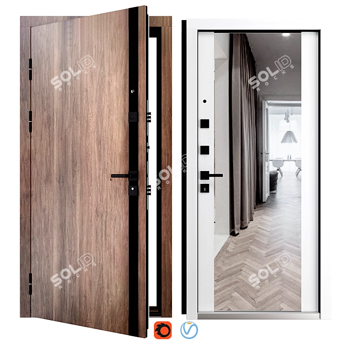 Galant Metal Entry Door Set 3D model image 1