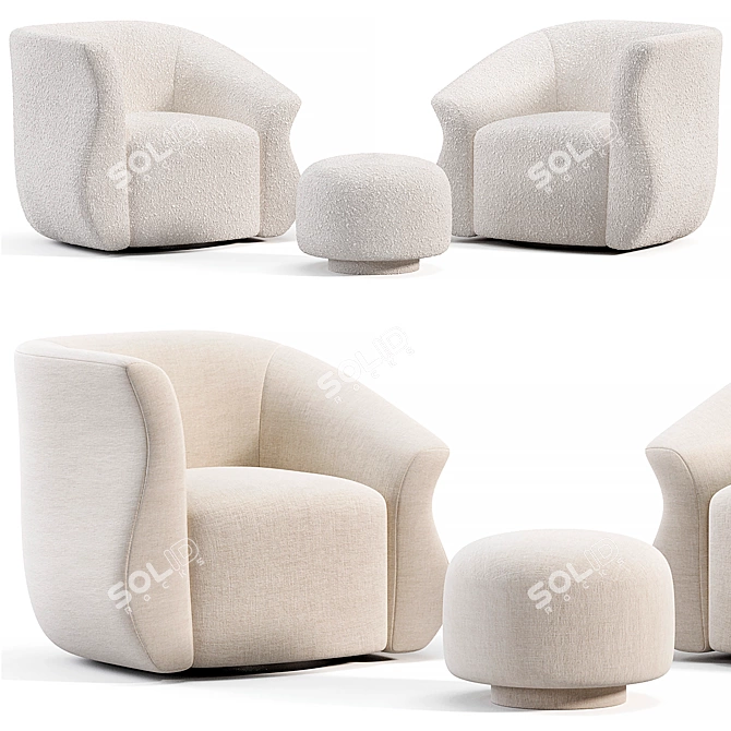 Modern Swivel Chairs Set 3D model image 2