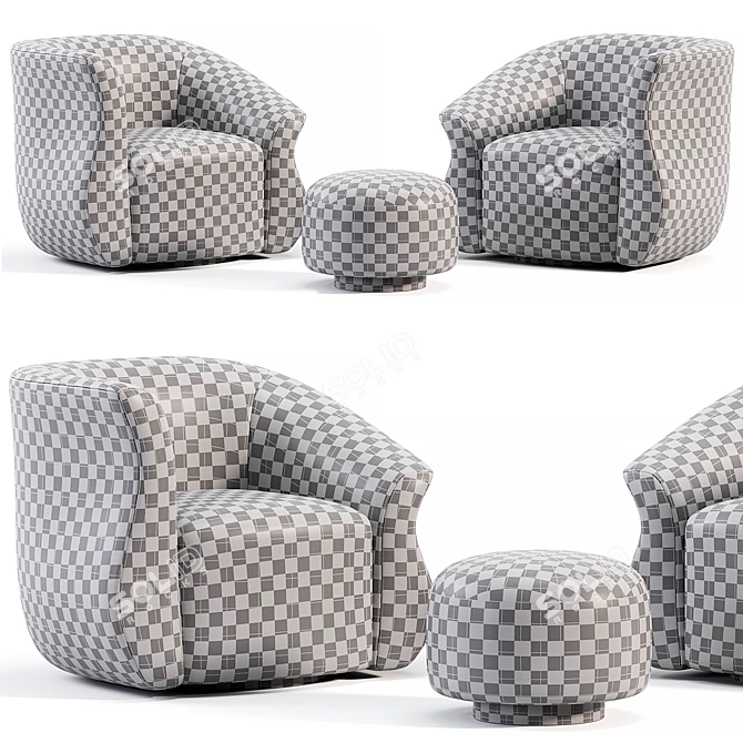Modern Swivel Chairs Set 3D model image 7