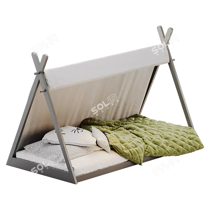 Unique Apache Tipi Wooden Bed 3D model image 3