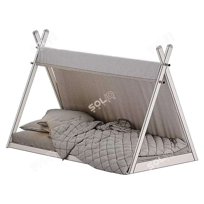 Unique Apache Tipi Wooden Bed 3D model image 5