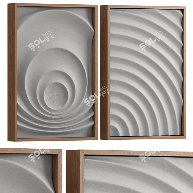 Harmonious Wall Sculpture, Plaster-Woodsemblage 3D model image 1