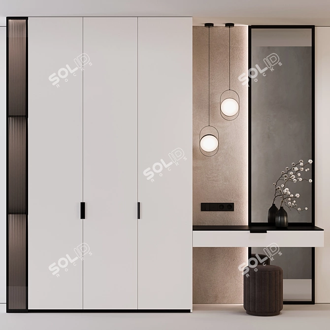 Elegant White Hallway Decor 3D model image 2