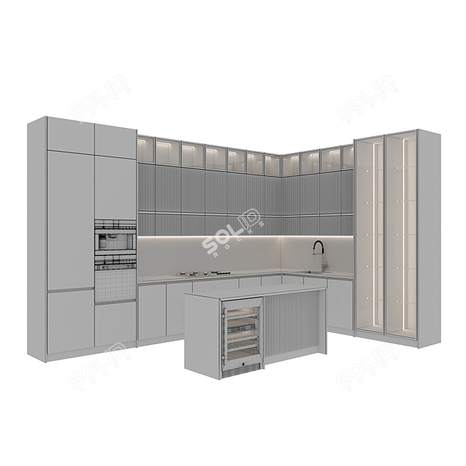 Modern Kitchen 3D Models Set 3D model image 7