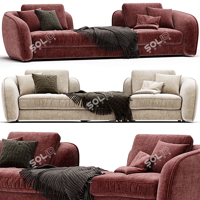 Modern Modular Fabric Sofa: LEVANTE 3D model image 1