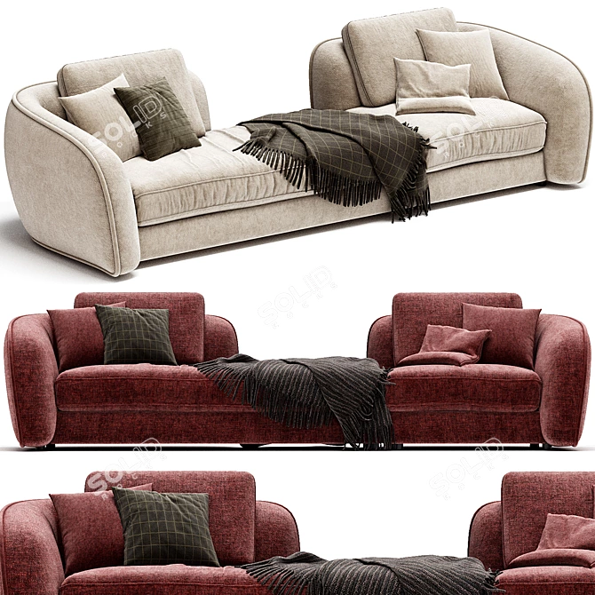 Modern Modular Fabric Sofa: LEVANTE 3D model image 2