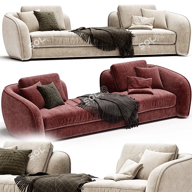 Modern Modular Fabric Sofa: LEVANTE 3D model image 3