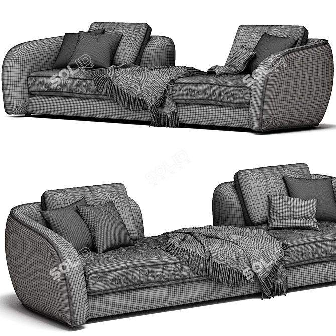 Modern Modular Fabric Sofa: LEVANTE 3D model image 4