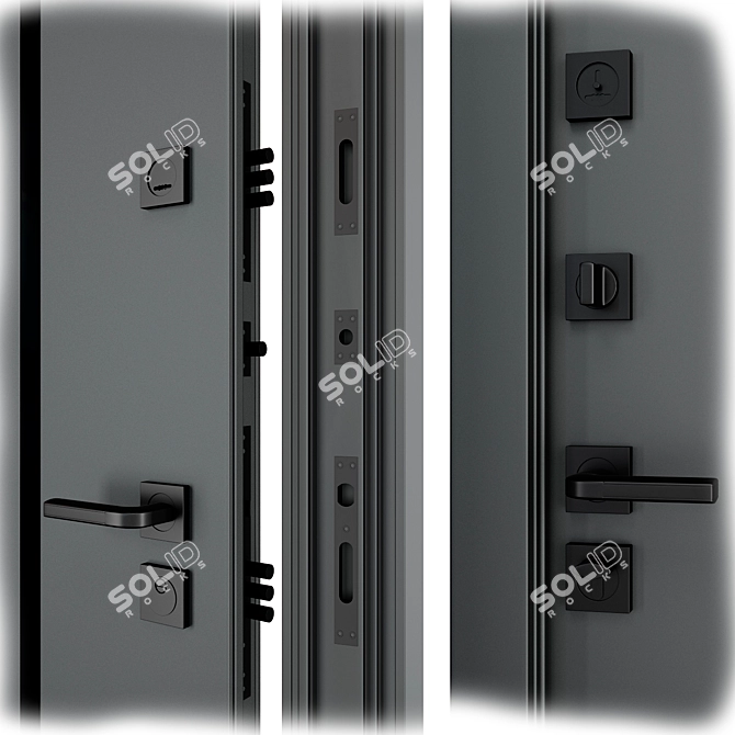 QDoors Street Metal Entry Door 3D model image 2