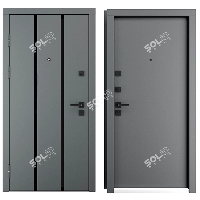 QDoors Street Metal Entry Door 3D model image 3