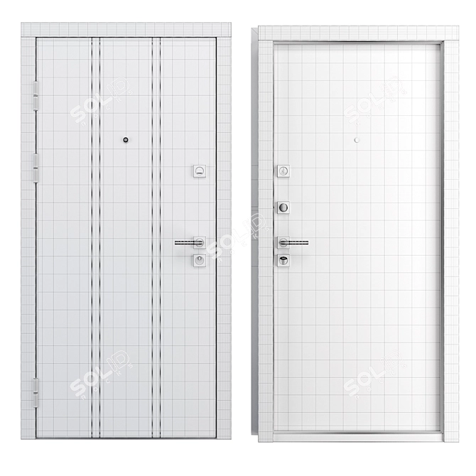 QDoors Street Metal Entry Door 3D model image 4