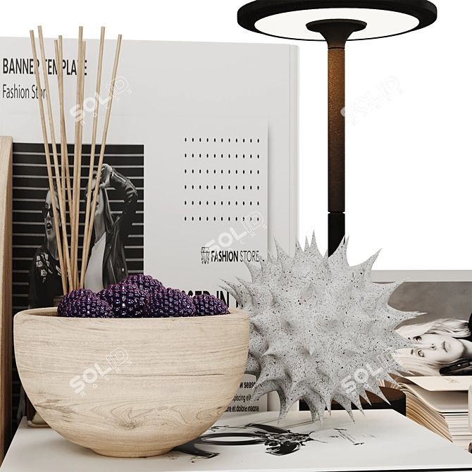 Modern Decor Set with Lamp 3D model image 4