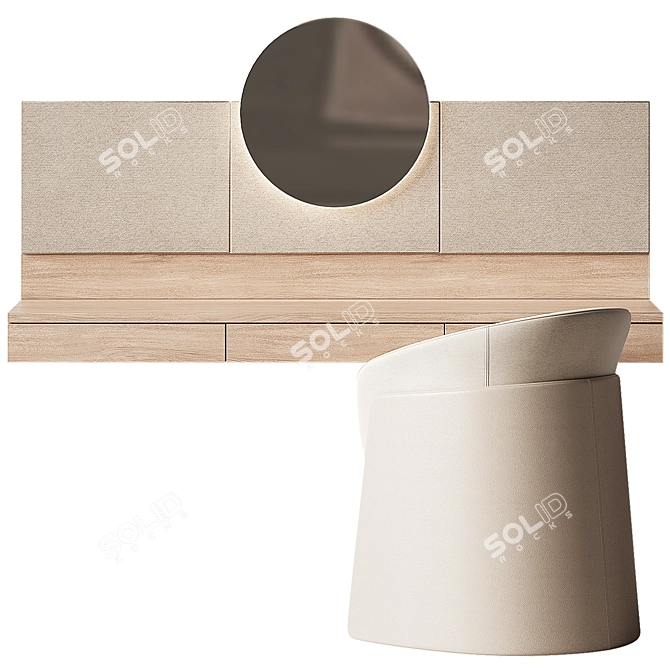 Elegant Dressing Table Set 3D model image 2