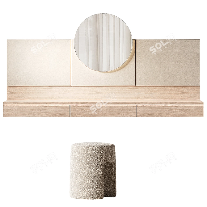 Elegant Dressing Table Set 3D model image 6