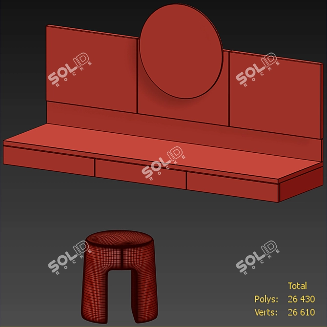 Elegant Dressing Table Set 3D model image 8