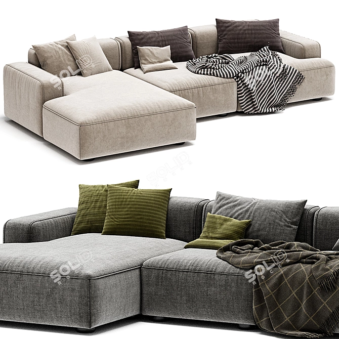 Contemporary 4-Seater Sectional Sofa 3D model image 1