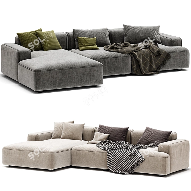 Contemporary 4-Seater Sectional Sofa 3D model image 5