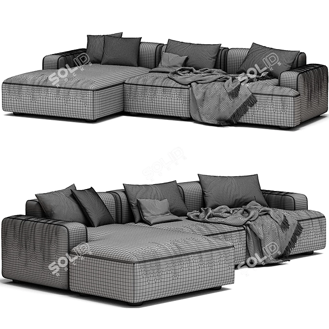 Contemporary 4-Seater Sectional Sofa 3D model image 6