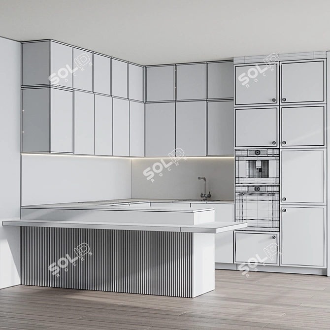 Bosch Kitchen Set: Modern Wood-Look Kitchen 3D model image 6