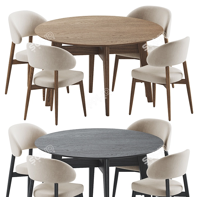  Stylish Dining Set with Chairs 3D model image 1