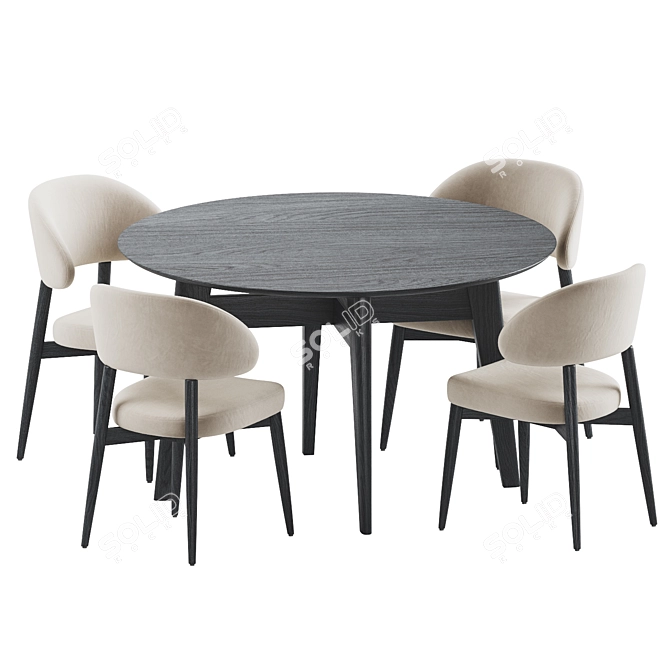  Stylish Dining Set with Chairs 3D model image 2