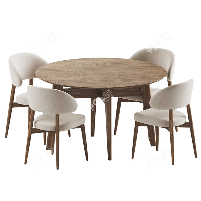  Stylish Dining Set with Chairs 3D model image 3