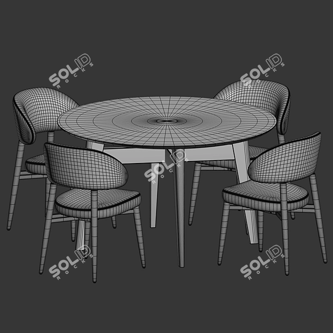  Stylish Dining Set with Chairs 3D model image 4