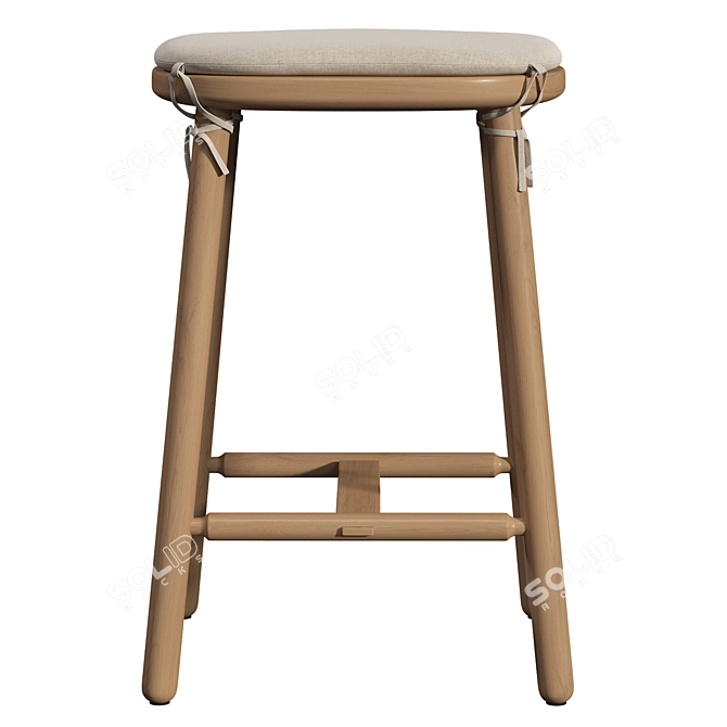 Oak Linen Counter Stool Aesthetic 3D model image 3