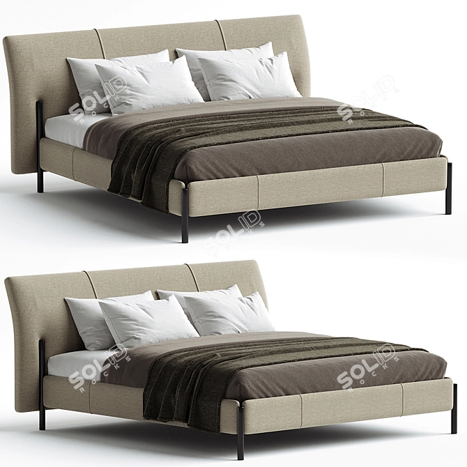 Sleek MolteniC NICK Bed 3D model image 1
