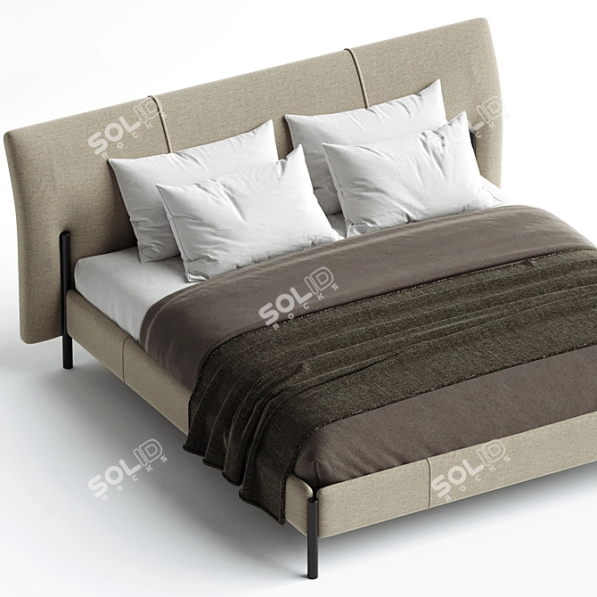 Sleek MolteniC NICK Bed 3D model image 2