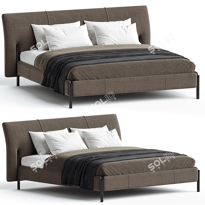 Sleek MolteniC NICK Bed 3D model image 4