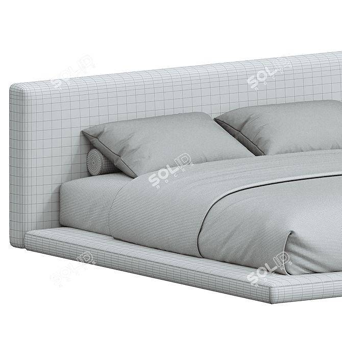 King Size Contemporary Suede Bed 3D model image 3