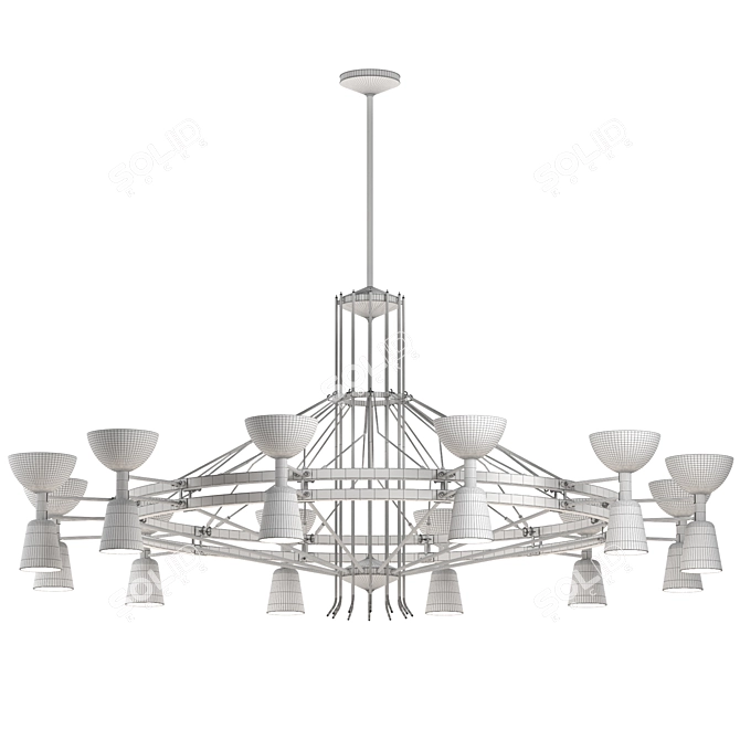Industrial Brass Opaline Bicycle Chandelier 3D model image 4