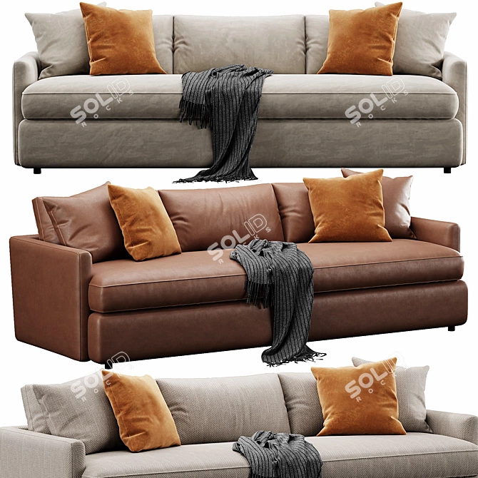 Versatile Lounge Sofa: 267cm Modifiable 3D model image 1