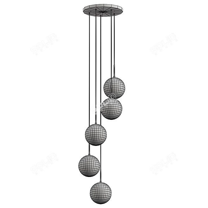 Globular 5-Light Pendant Fixture 3D model image 3