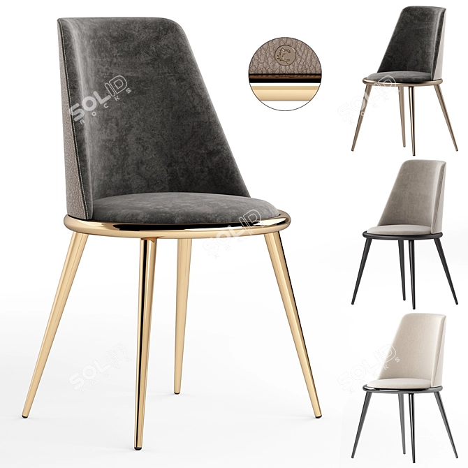 Elegant Aurora Imbottita Dining Chair 3D model image 8