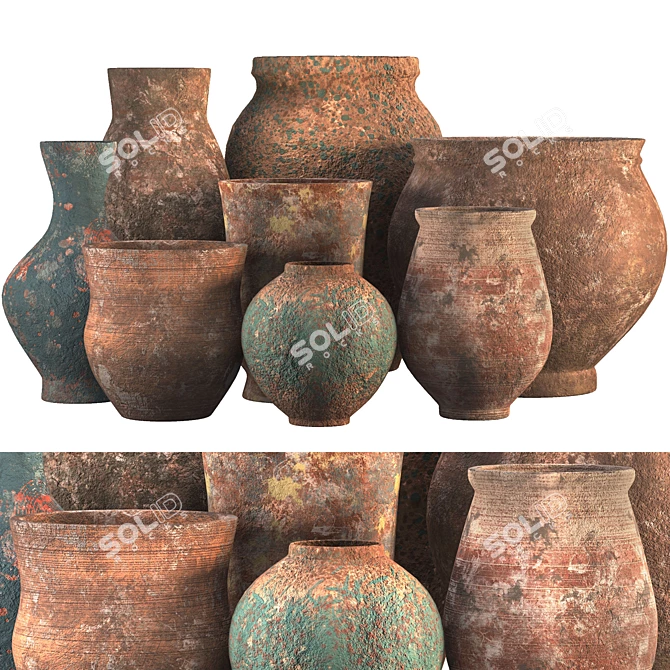 Elegant Vase Set Variety 3D model image 1