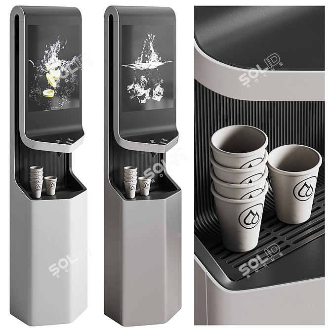 Dispenser Duo White/Silver Cooler 3D model image 1